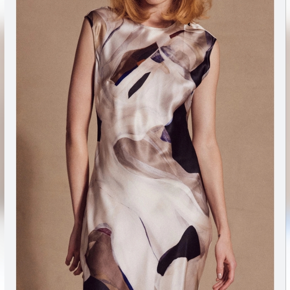 New Ace Harperthe Graham Abstract Print Maxi Dress Size 2 Silk - Picture 2 of 15